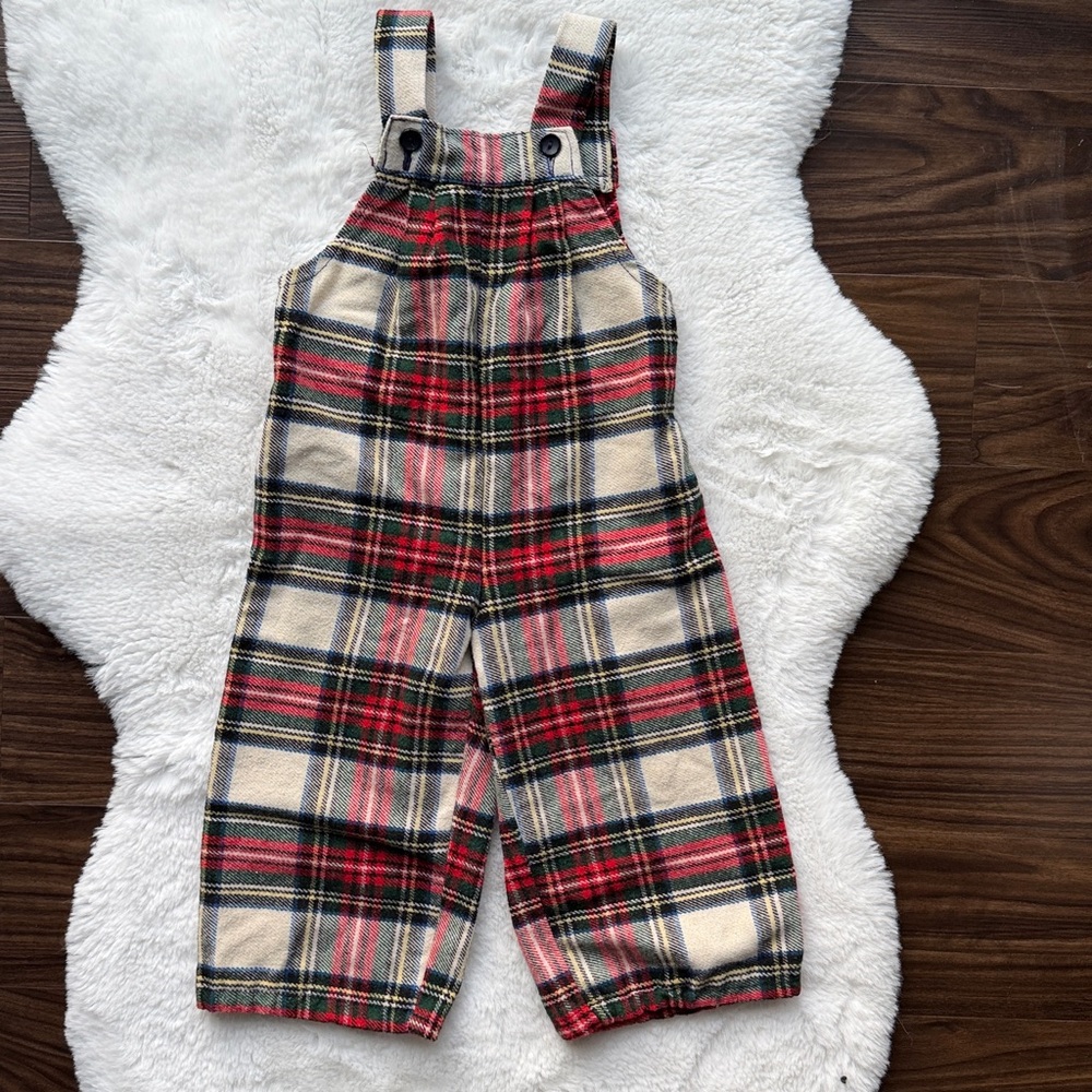 Blarney Woolen Mills Wool Vintage Kids Plaid Overalls Made in Ireland